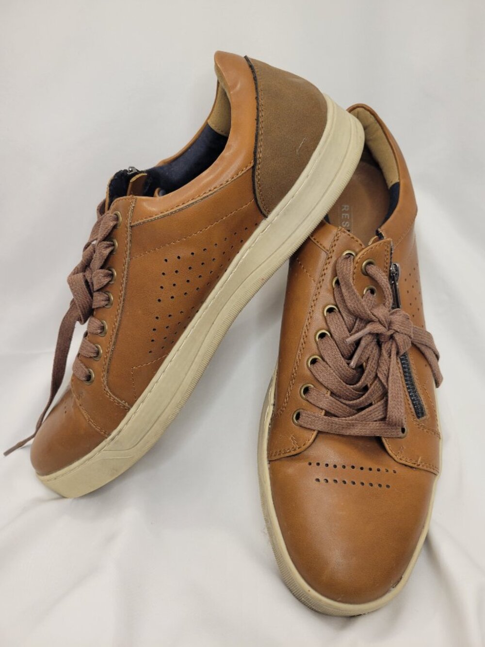 Restoration Bentley Men's Cognac Brown Side Zip Sneakers Size 11
